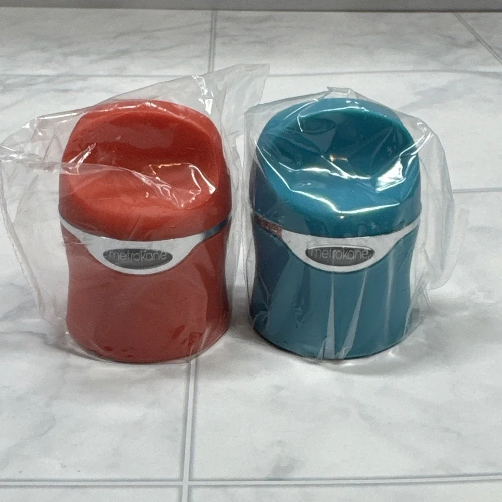 Houdini Metrokane Wine & Champagne Sealer Set of 2 Red & Teal New In Box